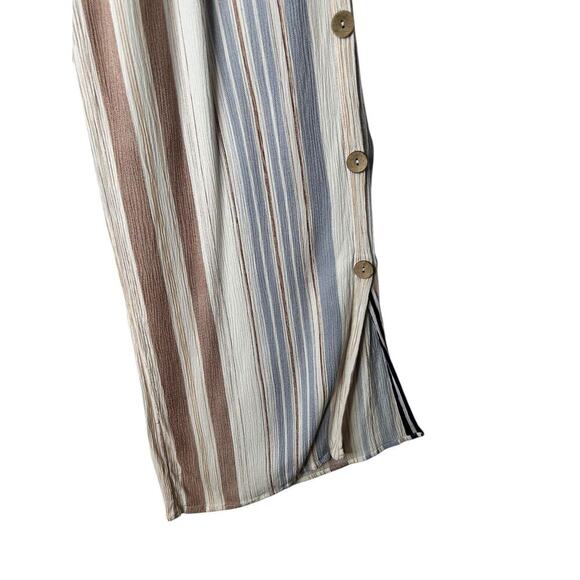 Love University Pants Size Large Striped Boho Coastal Wide Leg Slit Side Buttons - Picture 4 of 12